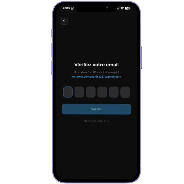 Écran de vérification de l'adresse courriel après l'inscription à Aster.